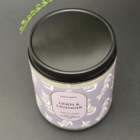 BBW Linen & Lavender White Barn Bath & Body Works Mason Jar Single Wick Candle - Picture 4 of 10
